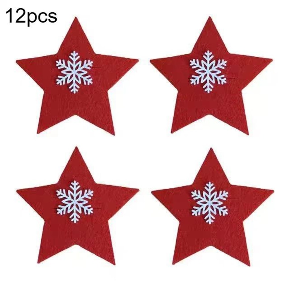 12Piece Christmas Star Placemat Set Snowflake Knife Fork Holders For Holiday Table Decorations P 11