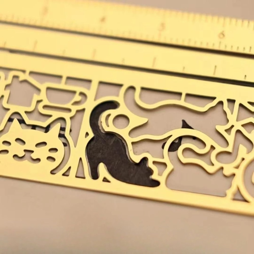 ThreeinOne Cat Lover Template Ruler Cute Cat Stencil Bookmark DoubleSided Measuring Ruler With 20 1