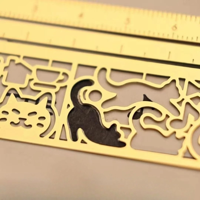 ThreeinOne Cat Lover Template Ruler Cute Cat Stencil Bookmark DoubleSided Measuring Ruler With 20 1