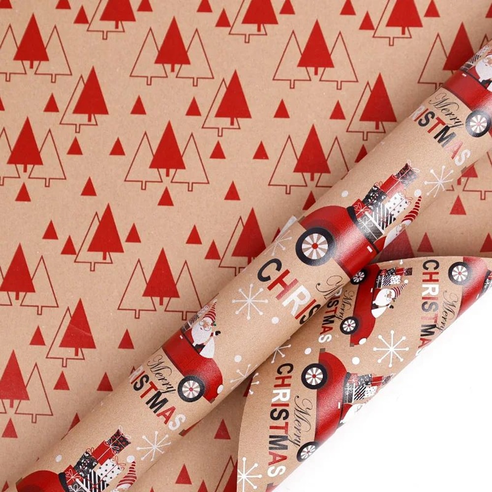 Festive Santa Merry Christmas Wrapping Paper Roll Vintage Craft Paper For Gift Wrapping Holiday P 9