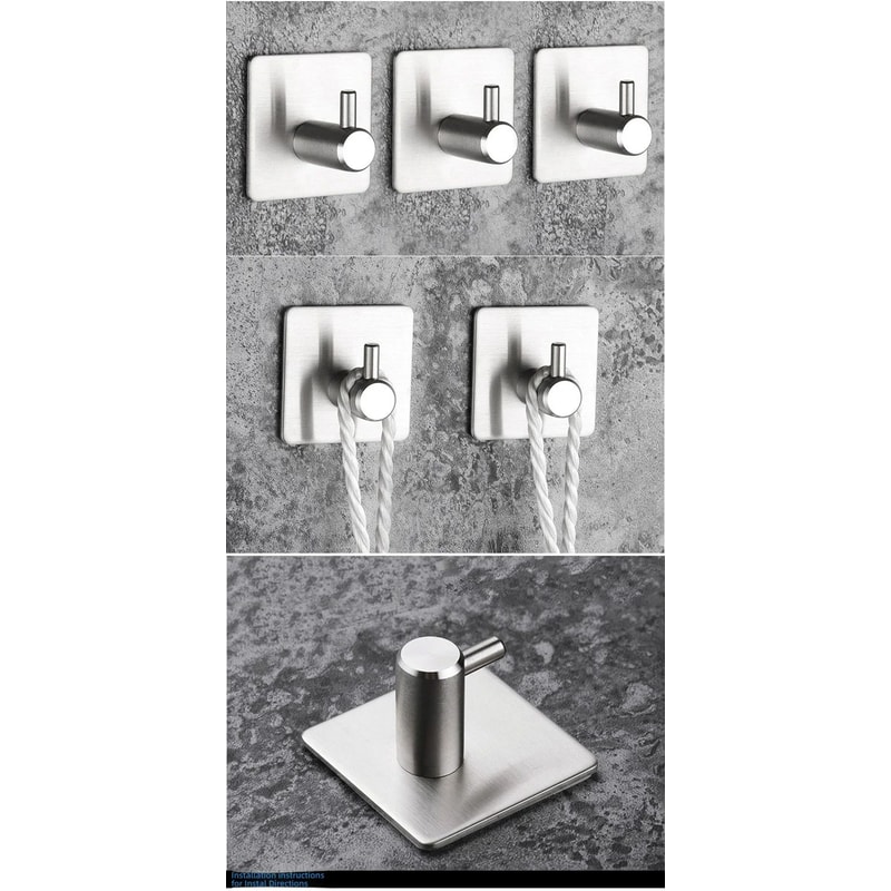 Stainless Steel Antirust Wall Hooks SelfAdhesive Towel Clothes Rack For Home Kitchen Bathroom St 8
