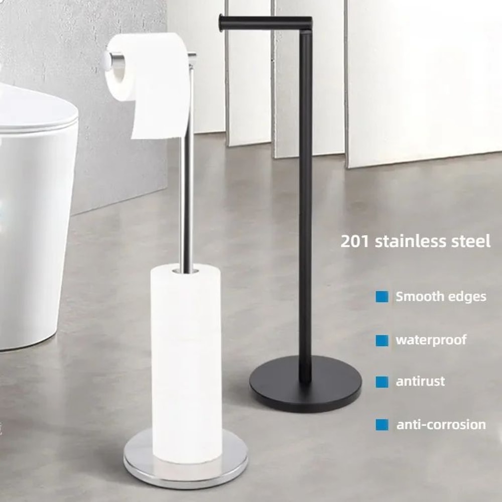 Stainless Steel FloorMounted Paper Towel Toilet Paper Holder Single Pole Bathroom Kitchen Standi 10
