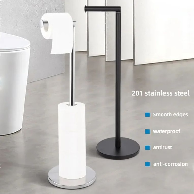 Stainless Steel FloorMounted Paper Towel Toilet Paper Holder Single Pole Bathroom Kitchen Standi 10