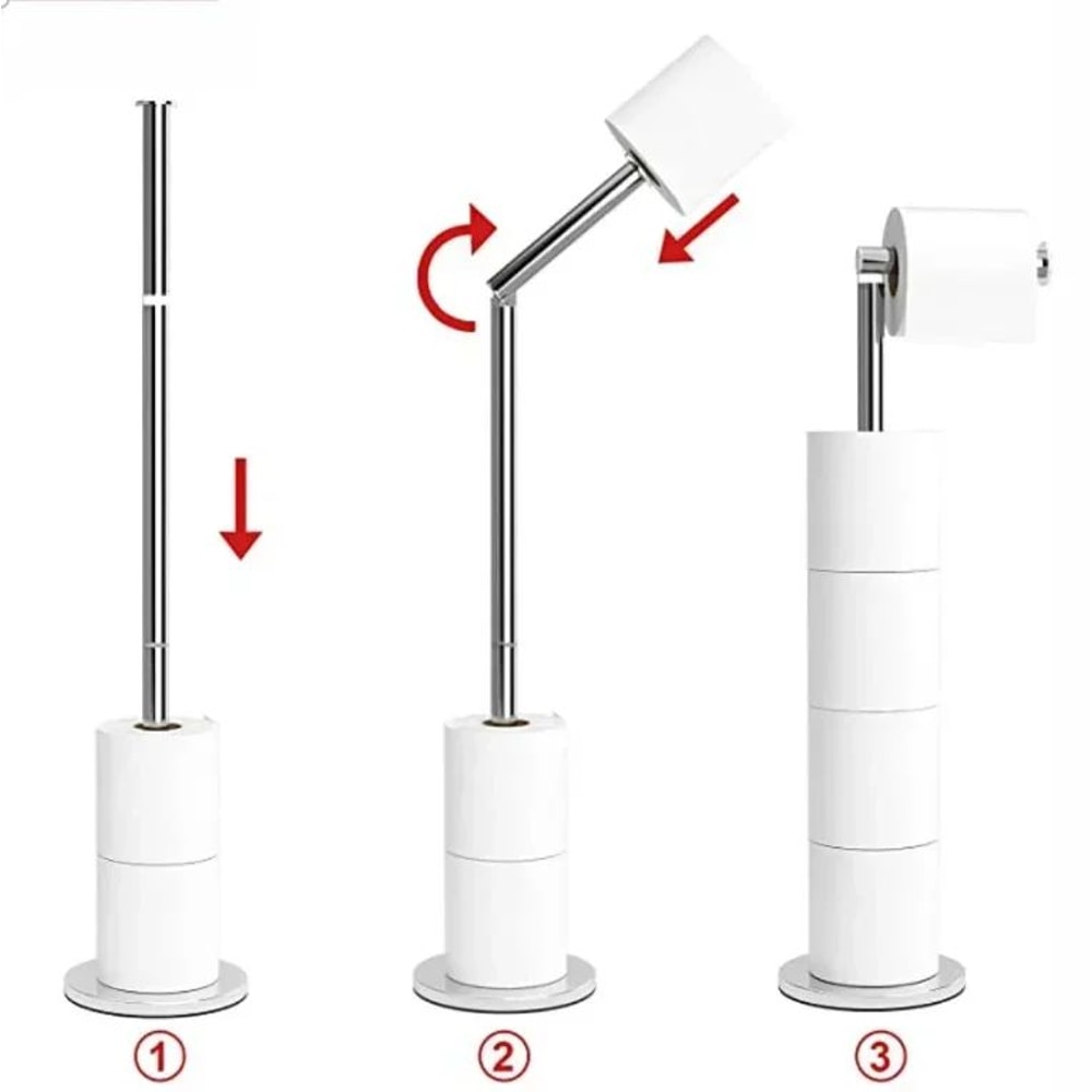 Stainless Steel FloorMounted Paper Towel Toilet Paper Holder Single Pole Bathroom Kitchen Standi 12