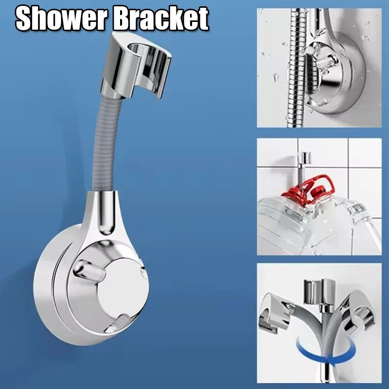 Adjustable Suction Cup Shower Head Holder PunchFree Handheld Shower Bracket With MultiAngle Rotati 0
