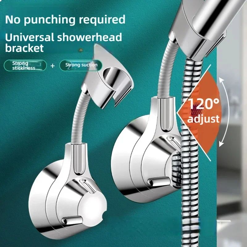 Adjustable Suction Cup Shower Head Holder PunchFree Handheld Shower Bracket With MultiAngle Rotati 2