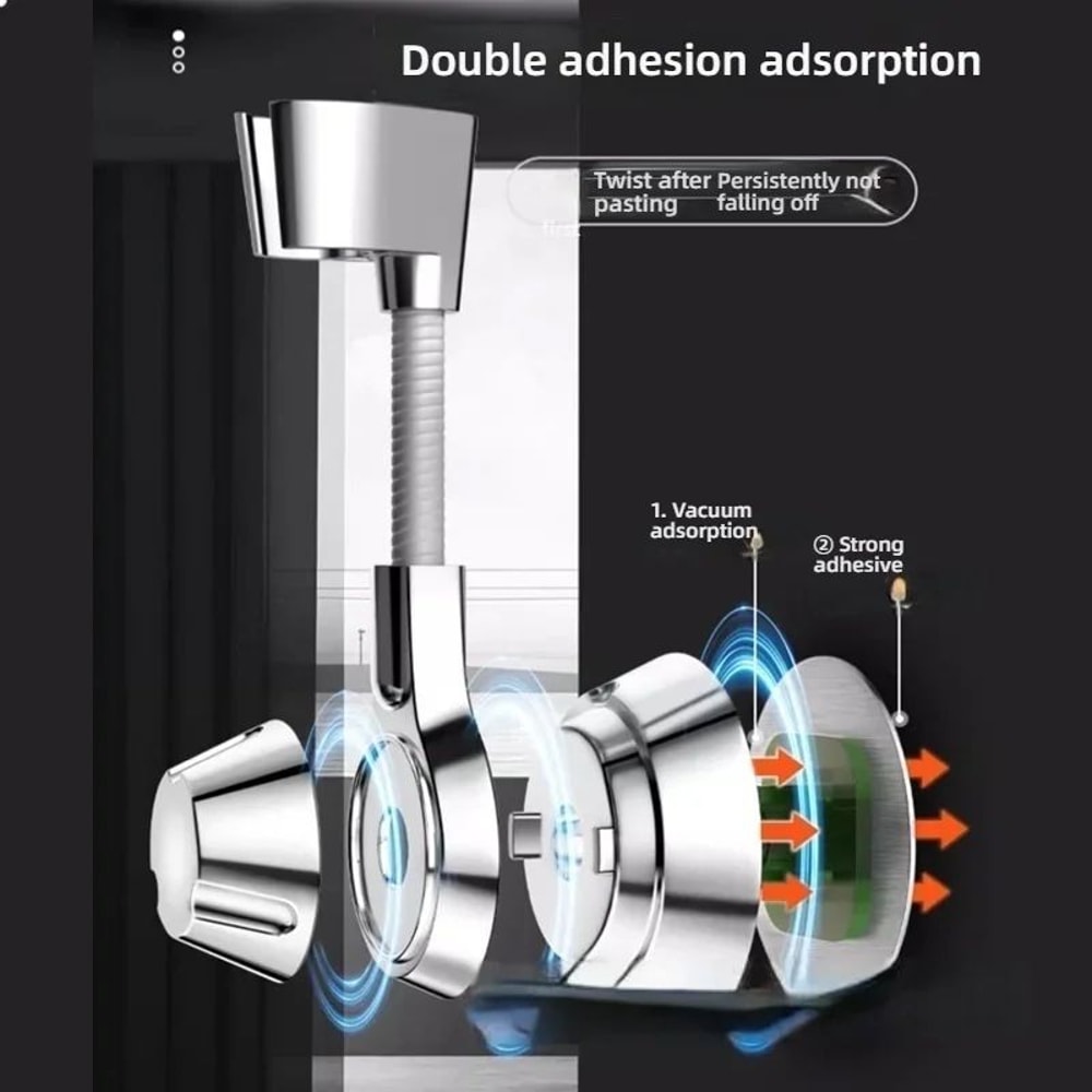 Adjustable Suction Cup Shower Head Holder PunchFree Handheld Shower Bracket With MultiAngle Rotati 3