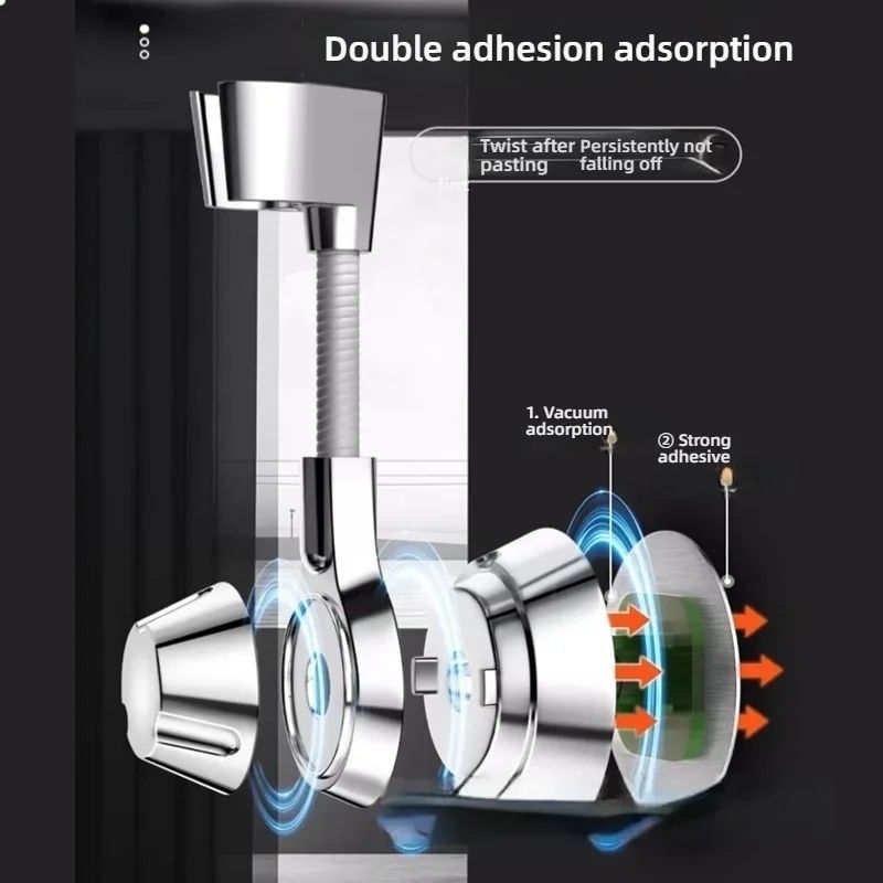 Adjustable Suction Cup Shower Head Holder PunchFree Handheld Shower Bracket With MultiAngle Rotati 3