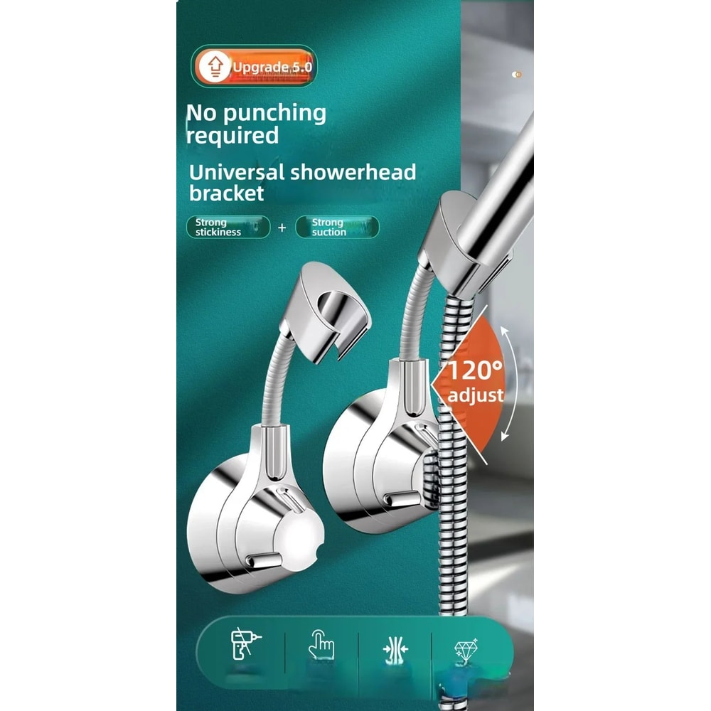 Adjustable Suction Cup Shower Head Holder PunchFree Handheld Shower Bracket With MultiAngle Rotati 7