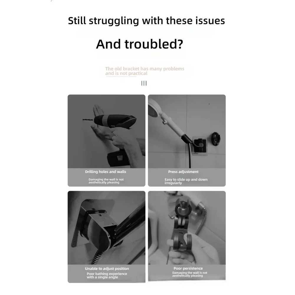 Adjustable Suction Cup Shower Head Holder PunchFree Handheld Shower Bracket With MultiAngle Rotati 8