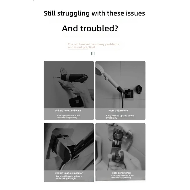 Adjustable Suction Cup Shower Head Holder PunchFree Handheld Shower Bracket With MultiAngle Rotati 8