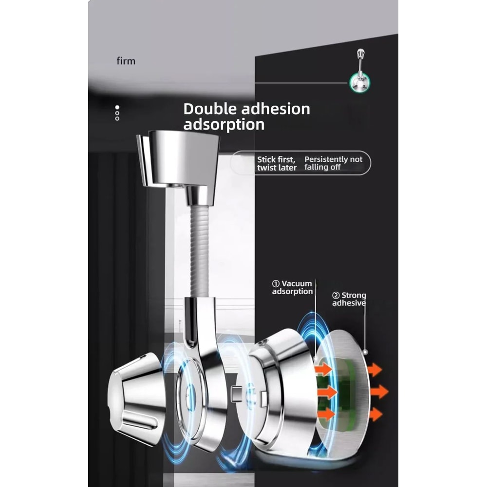 Adjustable Suction Cup Shower Head Holder PunchFree Handheld Shower Bracket With MultiAngle Rotati 9