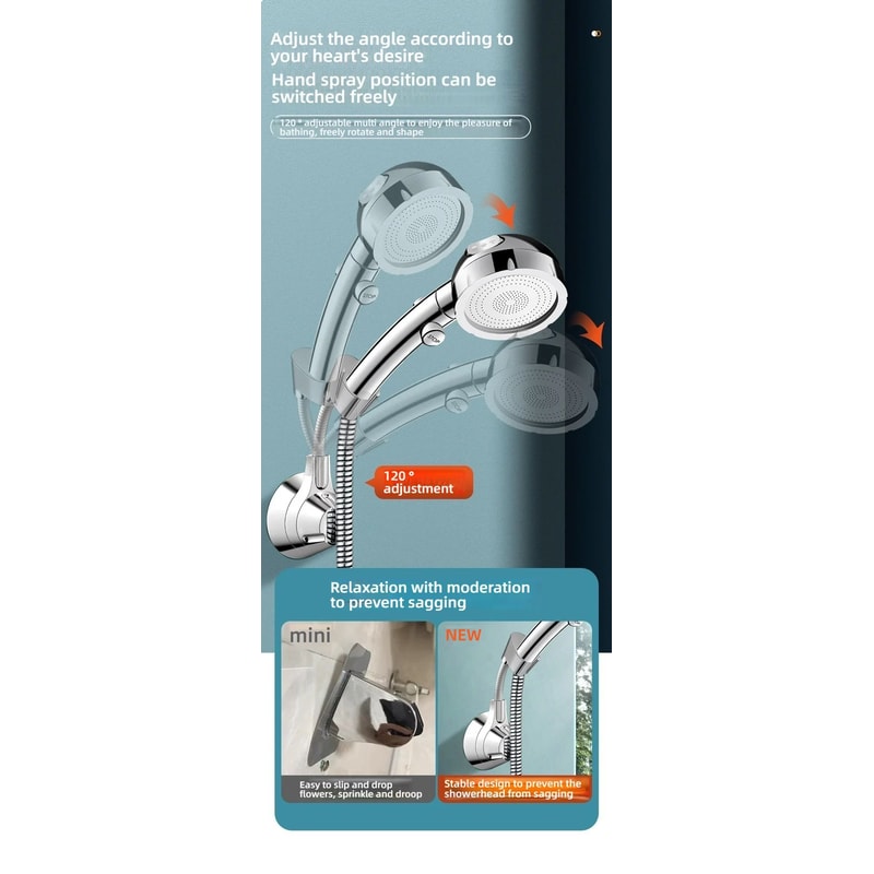 Adjustable Suction Cup Shower Head Holder PunchFree Handheld Shower Bracket With MultiAngle Rotati 14