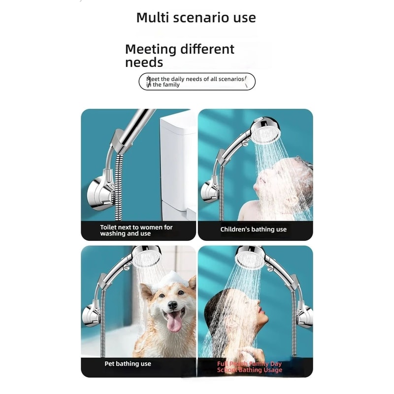 Adjustable Suction Cup Shower Head Holder PunchFree Handheld Shower Bracket With MultiAngle Rotati 13