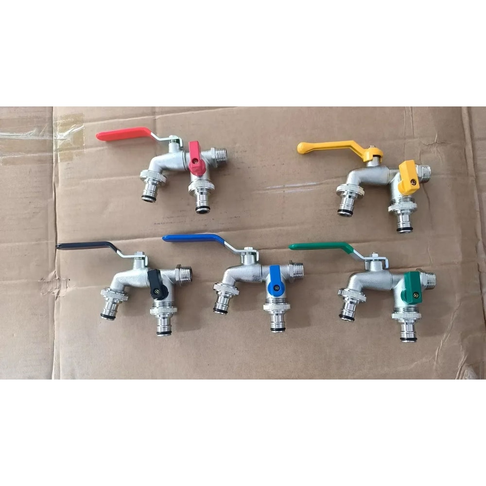 2in1 Double Valve Outdoor Garden Faucet AntiFreeze Water Tap With Dual Outlets For Garden Hoses Pa 6