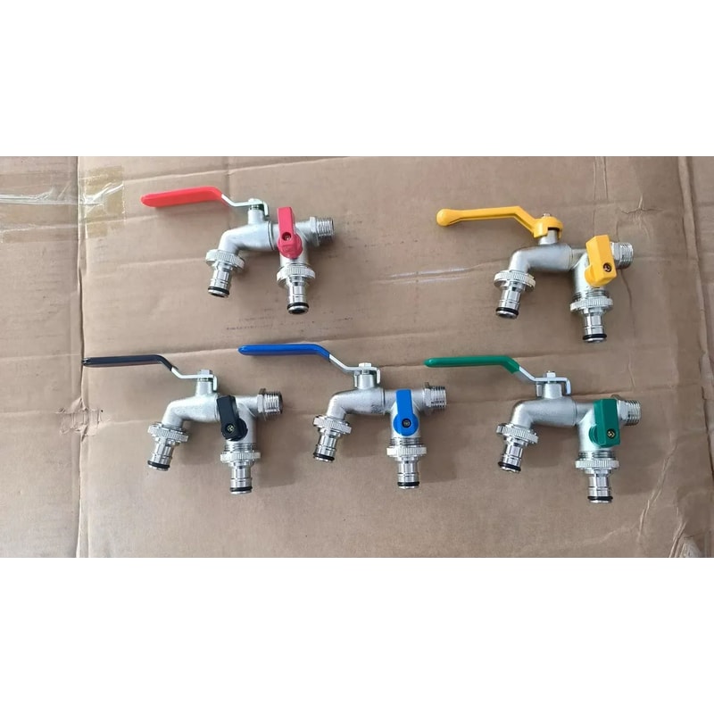 2in1 Double Valve Outdoor Garden Faucet AntiFreeze Water Tap With Dual Outlets For Garden Hoses Pa 6