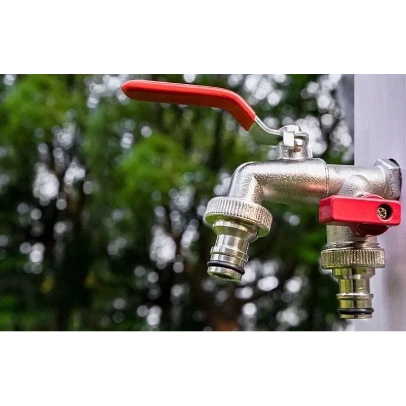 2in1 Double Valve Outdoor Garden Faucet AntiFreeze Water Tap With Dual Outlets For Garden Hoses Pa 7