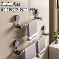 retractable suction cup towel bar – 30–60cm / 50–100cm adjustable non-perforated wall-mounted single rod rack for kitche