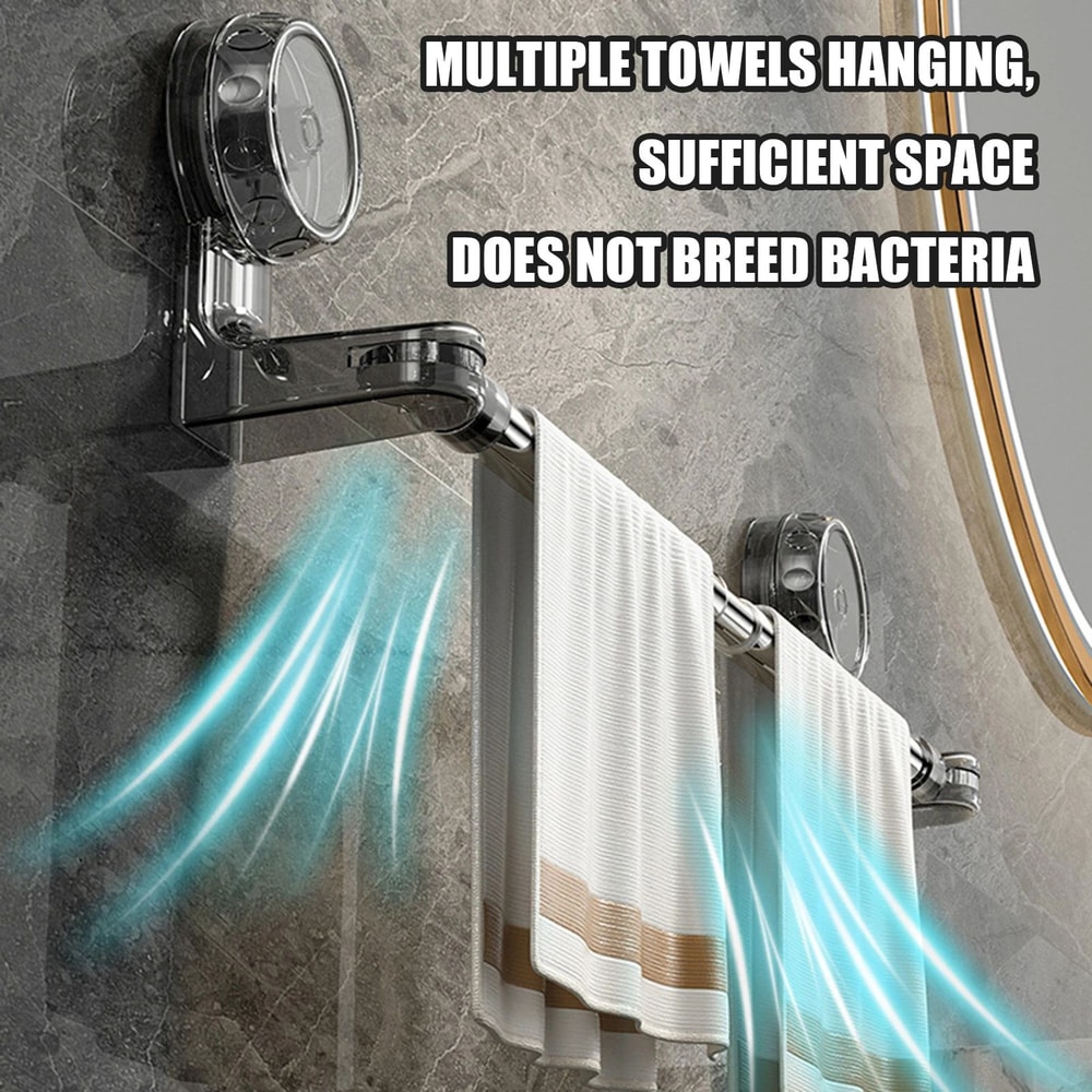 Retractable Suction Cup Towel Bar 3060cm 50100cm Adjustable NonPerforated WallMounted Single Rod 4