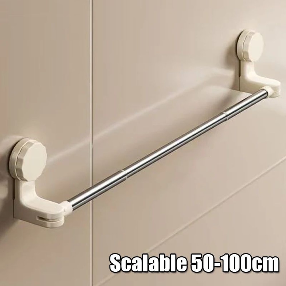 Retractable Suction Cup Towel Bar 3060cm 50100cm Adjustable NonPerforated WallMounted Single Rod 13