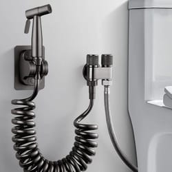 stainless steel handheld bidet sprayer set – self-cleaning toilet spray head with no-punch installation for bathroom