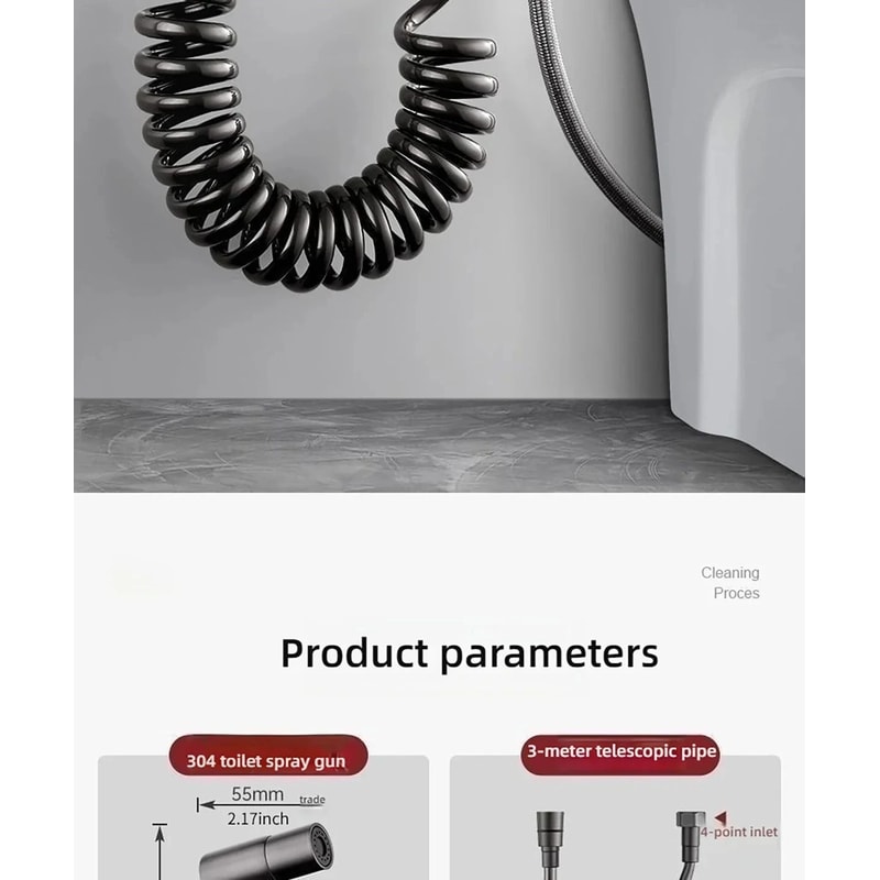 Stainless Steel Handheld Bidet Sprayer Set SelfCleaning Toilet Spray Head With NoPunch Installatio 7