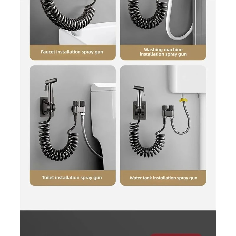 Stainless Steel Handheld Bidet Sprayer Set SelfCleaning Toilet Spray Head With NoPunch Installatio 8