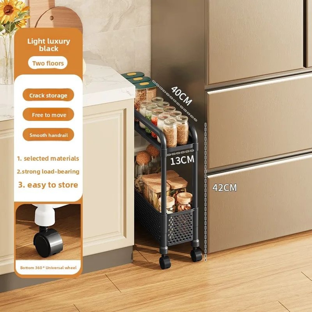 Slim Gap Storage Rack Movable FloorStanding Narrow Cart For Kitchen Bathroom Living Room Organiza 5