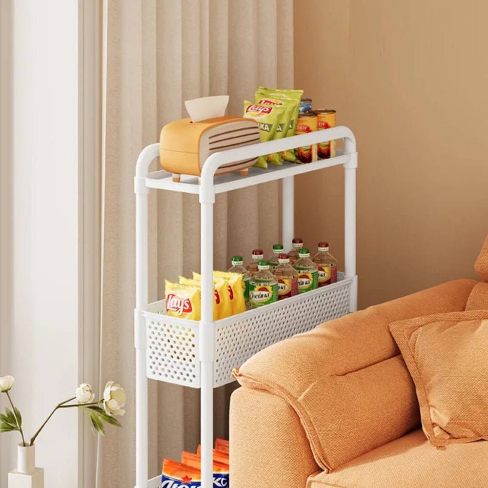 Slim Gap Storage Rack Movable FloorStanding Narrow Cart For Kitchen Bathroom Living Room Organiza 9