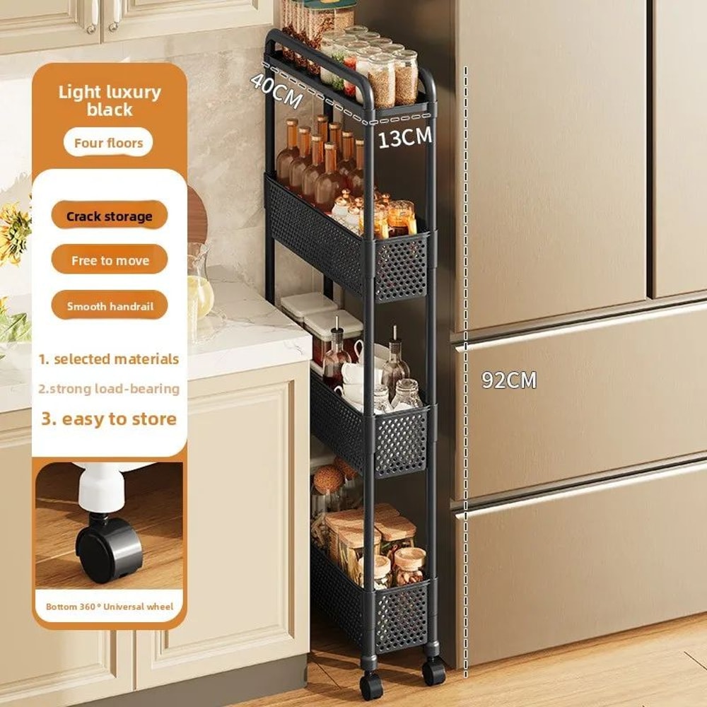 Slim Gap Storage Rack Movable FloorStanding Narrow Cart For Kitchen Bathroom Living Room Organiza 15