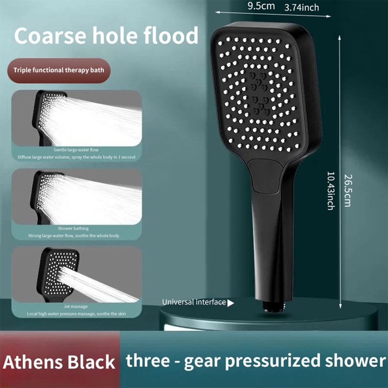 Adjustable 3Mode HighPressure Shower Head Rainfall Massage Mixed Spray Showerhead With Large Flow 5