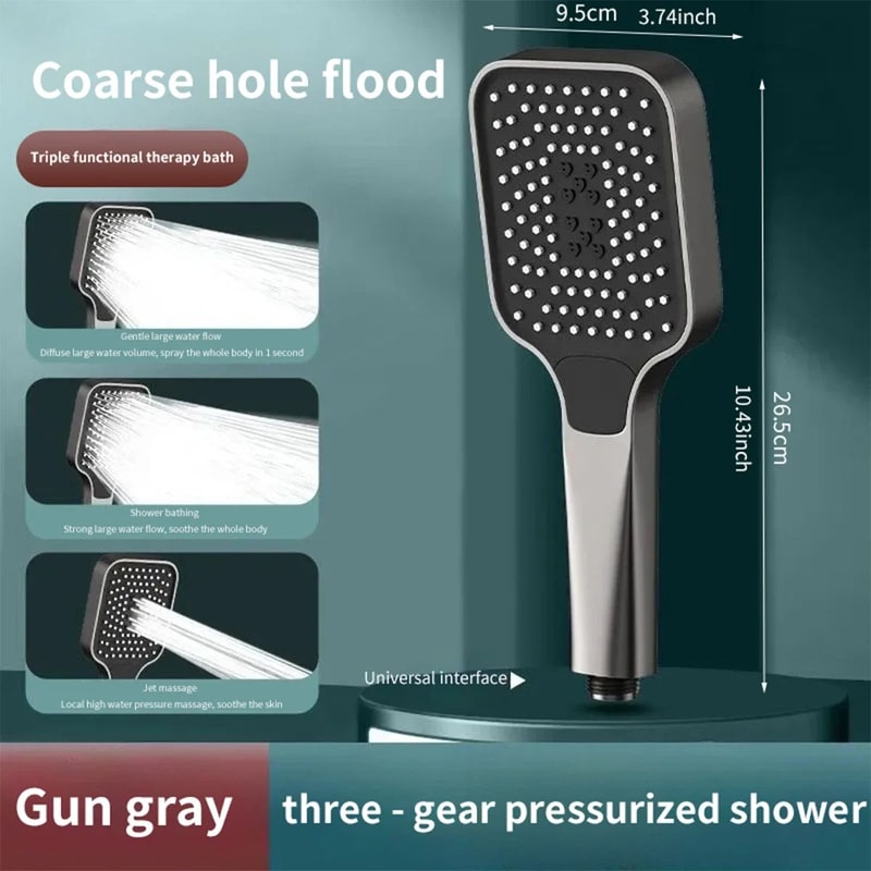 Adjustable 3Mode HighPressure Shower Head Rainfall Massage Mixed Spray Showerhead With Large Flow 6