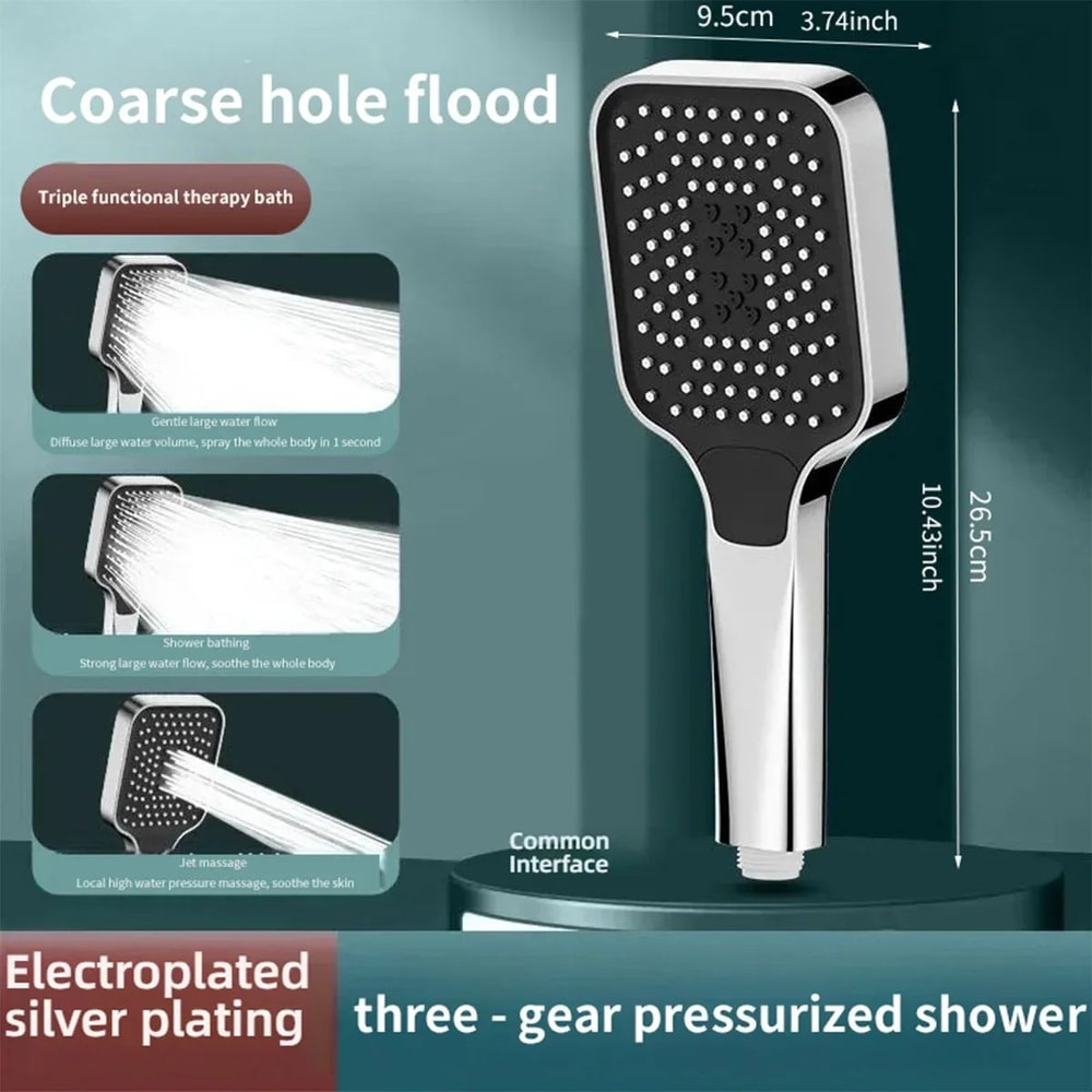 Adjustable 3Mode HighPressure Shower Head Rainfall Massage Mixed Spray Showerhead With Large Flow 7