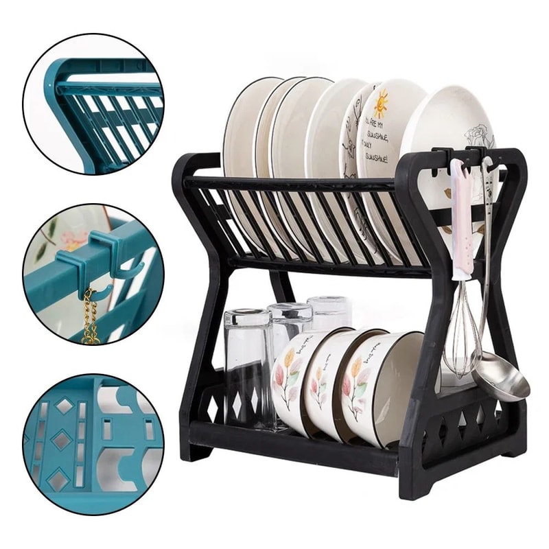 DoubleLayer Kitchen Dish Rack Multifunctional Drain Bowl Tray Storage Organizer For Drying Plates 1