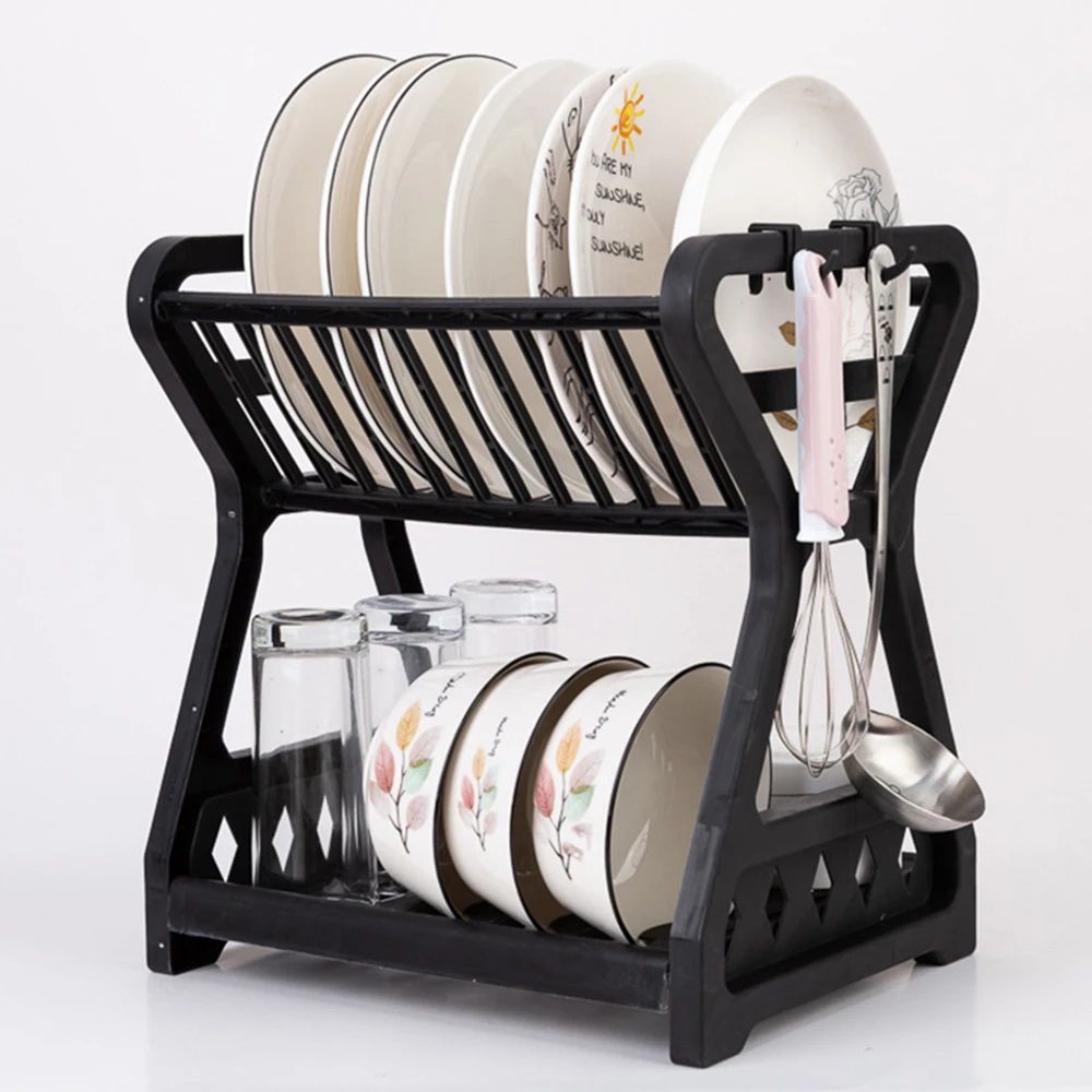 DoubleLayer Kitchen Dish Rack Multifunctional Drain Bowl Tray Storage Organizer For Drying Plates 2
