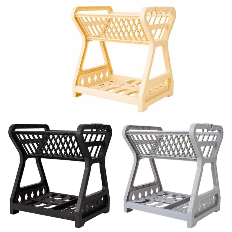 DoubleLayer Kitchen Dish Rack Multifunctional Drain Bowl Tray Storage Organizer For Drying Plates 3