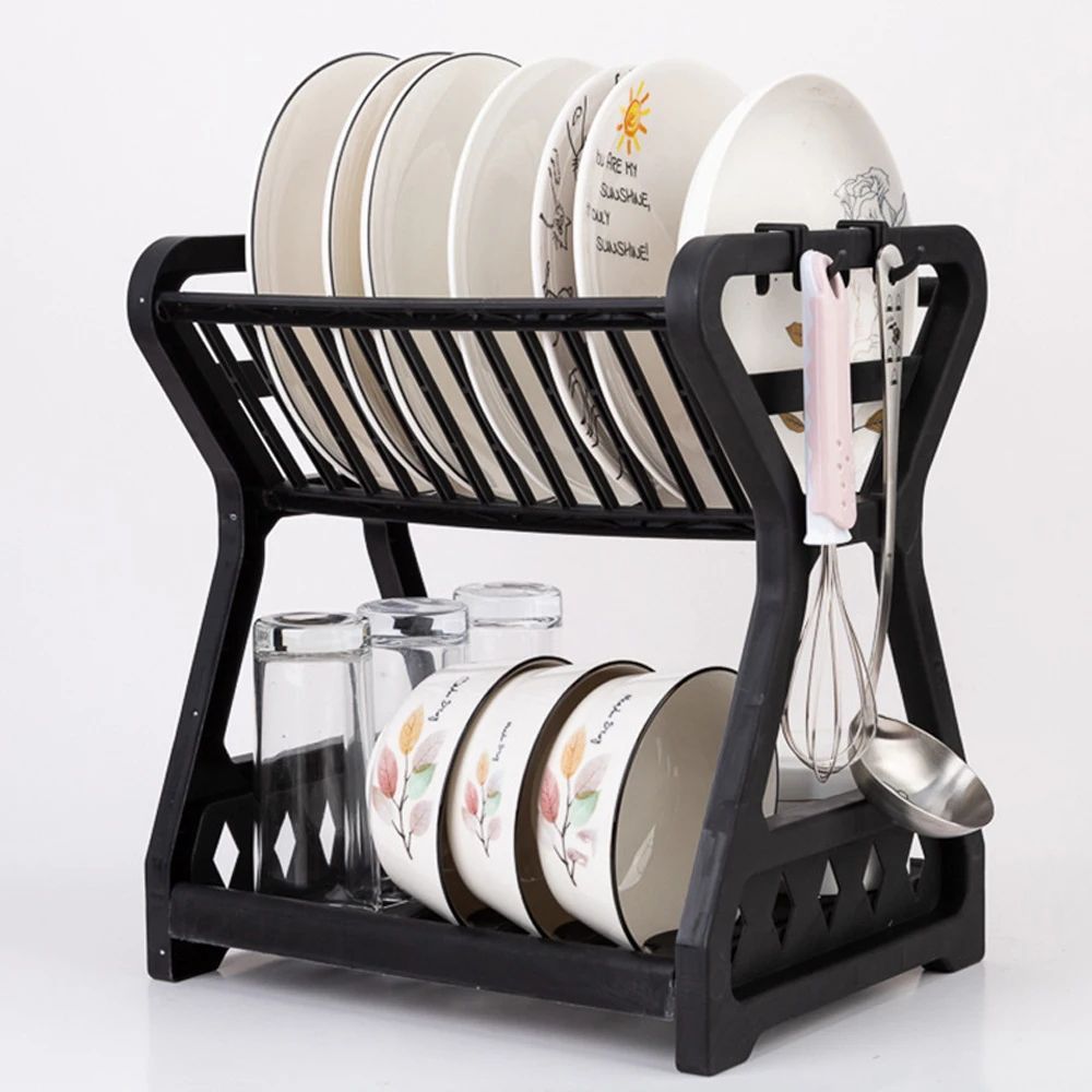 DoubleLayer Kitchen Dish Rack Multifunctional Drain Bowl Tray Storage Organizer For Drying Plates 6