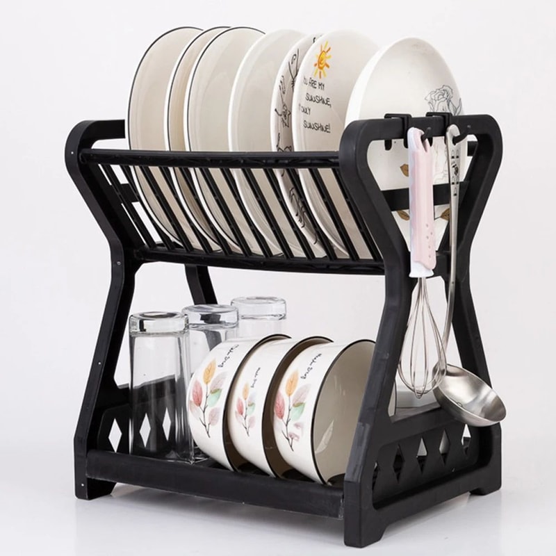 DoubleLayer Kitchen Dish Rack Multifunctional Drain Bowl Tray Storage Organizer For Drying Plates 6