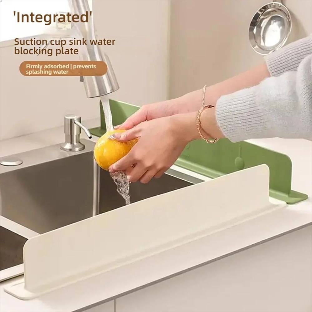 Silicone Sink Splash Guard With Suction Cup WhiteGreen Water Baffle To Protect Clothes From Splash 1