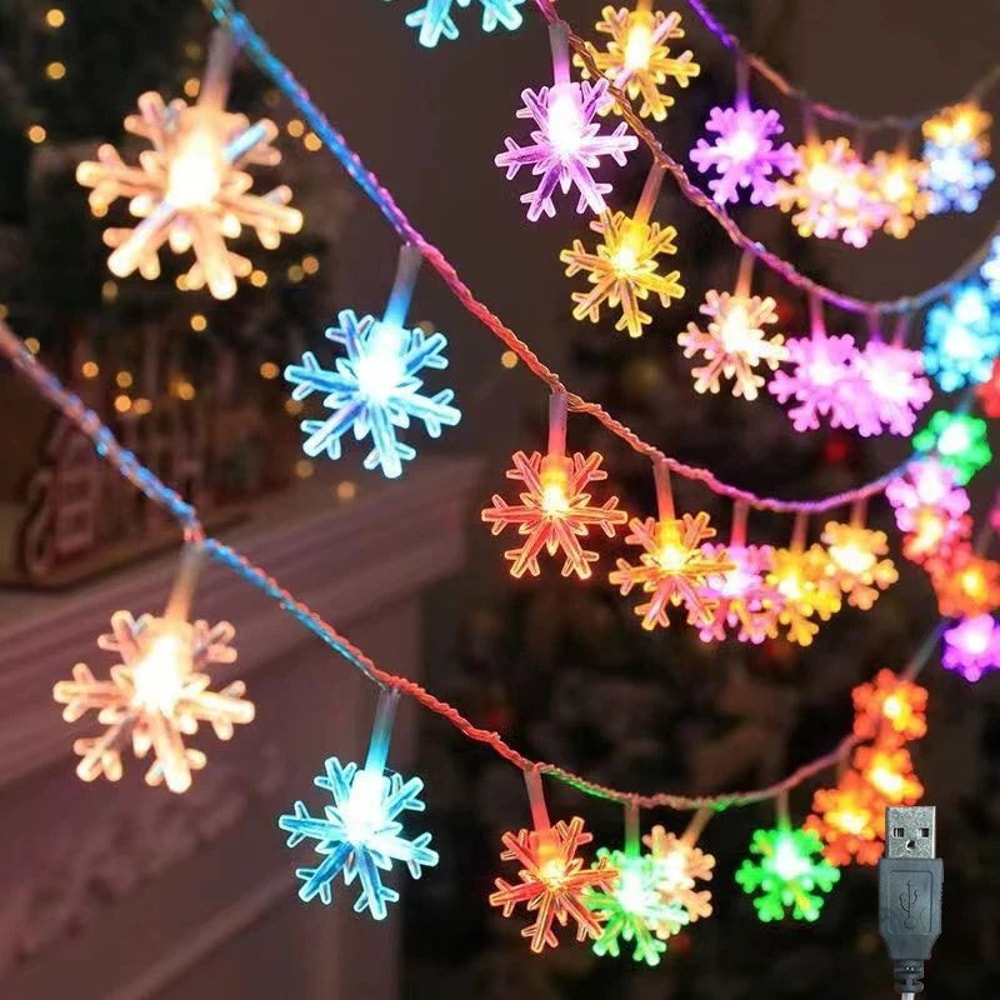Snowflake LED String Lights USB Powered 0