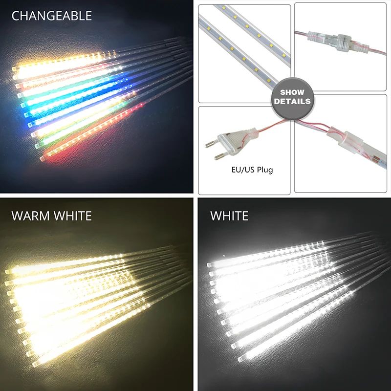 LED Meteor Shower String Lights EU Plug 1