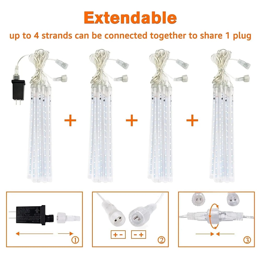 LED Meteor Shower String Lights EU Plug 2