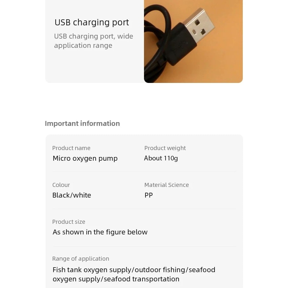 Portable USB Aquarium Oxygen Pump 7