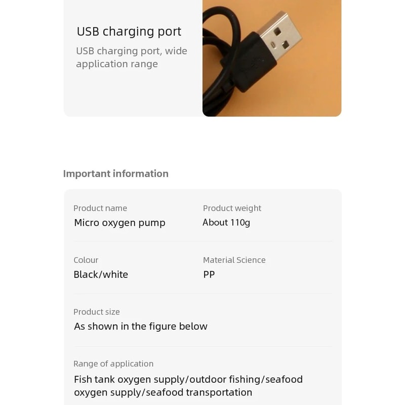Portable USB Aquarium Oxygen Pump 7