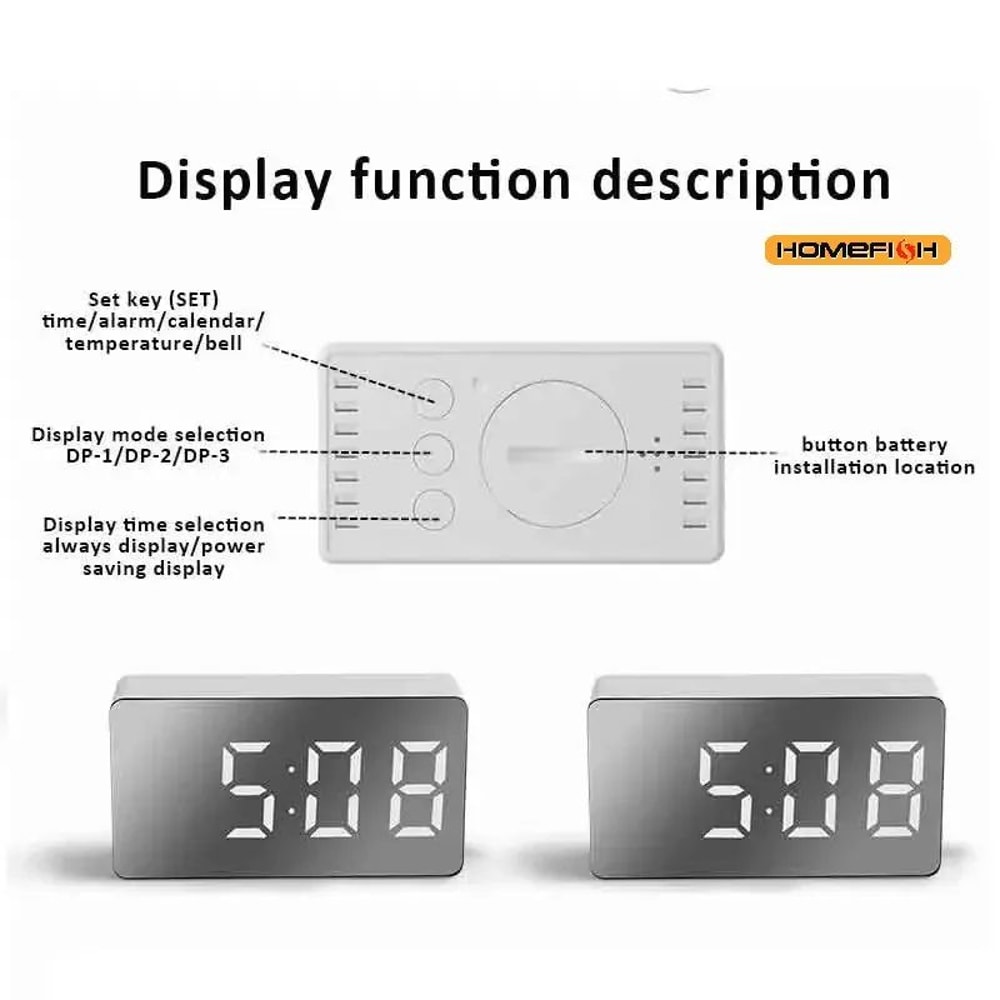 LED Mirror Desk Alarm Clock 4