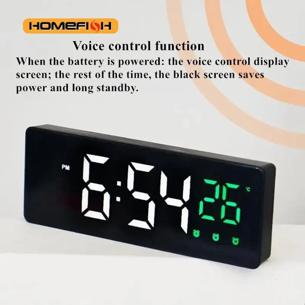 Voice Control LED Mirror Alarm Clock 3