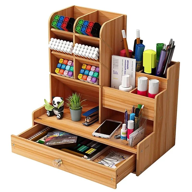 Wooden Desktop Organizer With Drawer 1