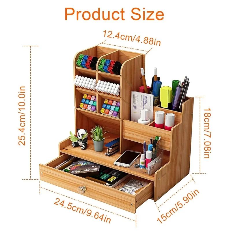 Wooden Desktop Organizer With Drawer 3
