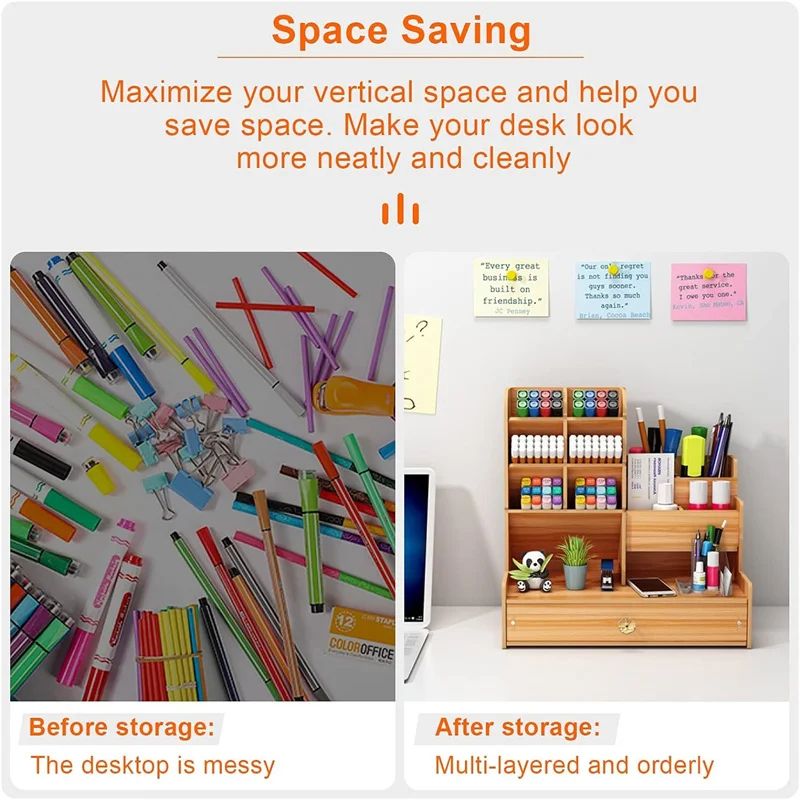 Wooden Desktop Organizer With Drawer 6