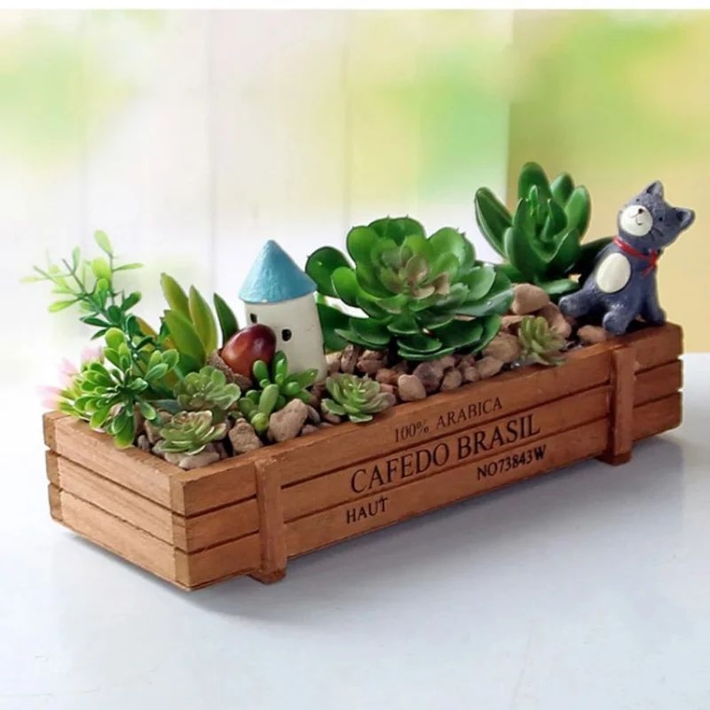 Retro Wooden Plant Storage Box 1